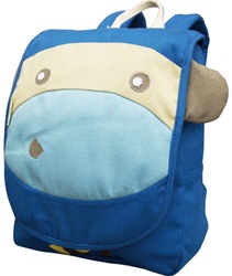 Ecogear Blue Monkey Backpacks,my little green shop, vancouver, bc,online kid store, kids store, baby store, natural cotton, cotton backpack, unisex, kid pack, ecogear,little kids backpack, big,spacious, cute, kids, backpack, monkey backpack, eco-friendly