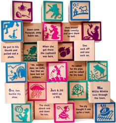 Uncle Goose Nursery Rhyme 9 Block Set, stacking blocks, my little green shop, vancouver, bc, canada, safe, gift, boy, girl, building blocks, classic wooden blocks, colourful, kids store, online store, non-toxic, nursery ryhmes, ABC Blocks, wooden blocks