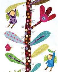 eeboo Growth Chart, baby gift, shower gift, newborn, my little green shop, vancouver, bc canada, growth chart, fun, colourful, eco-friendly, foldable, sturdy, growth chart, downtown vancouver, baby store, kids store, Yaletown, Hot Pink Flower