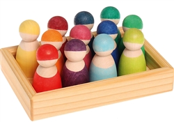 Grimm's 12 Rainbow Friends in Wooden Frame, my little green shop, vancouver, bc, canada, safe, wooden toys, kids store, online store, non-toxic, wood toys, toddlers,downtown Vancouver, online, eco-friendly, heirloom toys, Grimm's, wooden dolls, Yaletown