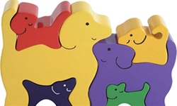ImagiPlay Dog Family Puzzle, my little green shop, vancouver, bc, canada, safe, gift, wooden toys, kids store, online,kids, store, non-toxic, wooden puzzle, ImagiPlay, wooden dogs,toddlers,downtown Vancouver, Yaletown, West End, puzzles, preschooler,