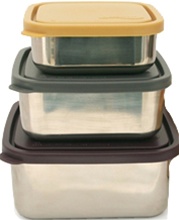 Kids Konserve, Square, Leak-Proof, Nesting Trio (Set of 3), my little green shop, vancouver, eco-friendly, online, stainless steel, lunch, downtown vancouver, bc, canada, BPA-free, safe, non-toxic, BPA free, litterless lunch, containers, snack containers,