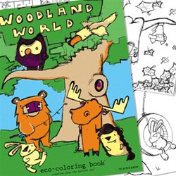 Eco-Kids Woodland World Colouring Book, my little green shop, vancouver, downtown vancouver, craft store, eco-friendly, online store, art books, sketch books, eeboo, online, BC, Canada, Vancouver, colouring book, kids, colouring, nature themes