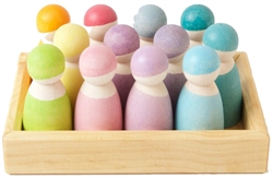 Grimm's 12 Rainbow Friends Pastel, my little green shop, vancouver, bc, canada, safe, gift, toys, kids store, online store, non-toxic, wooden, rainbow stacker, West End, Yaletown, stacking toy, wooden toys, Grimm's