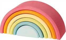 Grimm's Medium Pastel Rainbow Stacker, my little green shop, vancouver, bc, canada, safe, toys, kids store, online store, non-toxic, wood, toddlers,downtown Vancouver, online, eco-friendly, stacking toy, Grimm's,wooden, pastel stacker, toy store, Yaletown
