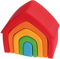 Grimm's Multi Coloured House, my little green shop, vancouver, bc, canada, safe, toys, kids store, online store, non-toxic, wood, toddlers,downtown Vancouver, online, eco-friendly, stacking toy, Grimm's,wooden, wooden stacking house, Yaletown, West End