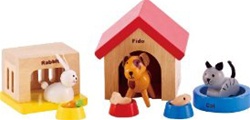 Hape Family Pets, toy store, kids store, gift,  toddler, imaginative, fun, eco-friendly, wooden pets, eco-friendly toy, vancouver, bc, downtown vancouver, online, kids online store, safe, toys, Hape, preschoolers, dollhouse, family, doll house pets, wood