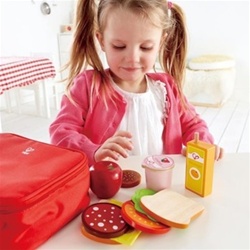 Hape Lunchbox Set, toy store, kid store, gift, toddler, wooden, food, fun, eco-friendly, canada, vancouver, bc, downtown vancouver,online, BC, Canada, safe, educational, quality,preschoolers, lunch box, role play, lunch box set, play food, hape, wood food