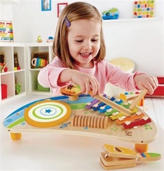 Hape Mighty Mini Band, kid store, gift,  toddler, imaginative, fun, eco-friendly, musical instruments, vancouver, bc, downtown vancouver, online, kids online store, safe, toddlers, hape, music toy, baby, rhythm, teaching music, music instrument, baby,