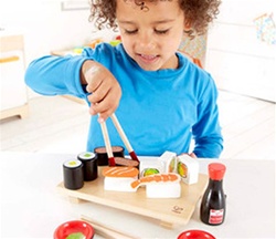 Hape Sushi Set, toy store, kid store, gift,  toddler, imaginative, fun, eco-friendly, canada, vancouver, bc, downtown vancouver, online, kids online store, safe, educational, preschoolers, play kitchen, role play, sushi set, play food, hape, wooden food