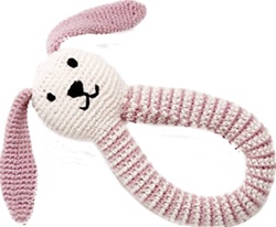 Pebble Organic Crocheted Bunny Rattles, baby store, kids store, cotton rattle, organic cotton, eco-friendly, dolls, eco-friendly toy, vancouver, bc, downtown vancouver, online, kids online store, safe, Pebble, organic, organic, baby, gift, newborn